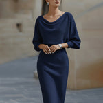 Olivia Batwing Midi Dress Navy Blue