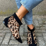 Leopard print ankle boot with pointed toe