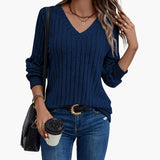 Women's Pullover with V-Neck and Long Sleeves