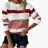 Women's pullover with round neckline and striped surface