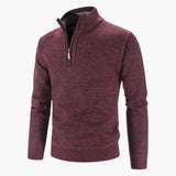 Men's pullover with half-zip and textured surface, warm