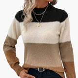 Women's pullover with round neckline and colorblock design
