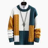 Men's Sweater with Round Neck and Cable Pattern
