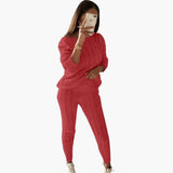 Women's Knitting Set with Long Sleeves and Elastic Waistband