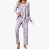 Women's Pajama Set with Long Sleeves and Star Pattern