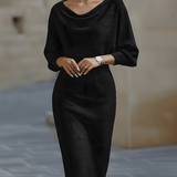 Olivia Batwing Midi Dress Black