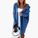 Women’s Knitted Cardigan with Hood and Open Front