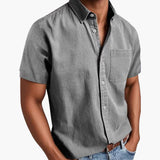Men's Short Sleeve Shirt with Chest Pocket for Spring and Summer