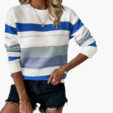 Women's pullover with round neckline and striped surface