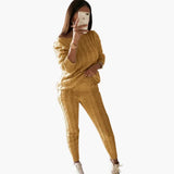 Women's Knitting Set with Long Sleeves and Elastic Waistband