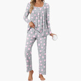 Women's Pajama Set with Long Sleeves and Star Pattern