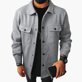 Men's shirt with button placket, chest pockets, and long sleeves