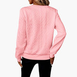 Women's pullover with zipper at the neckline and cable knit surface