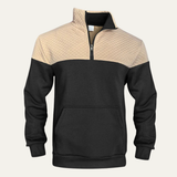 The Montfield Men's Quilted Stand Collar Color Block Half Zip Sweater