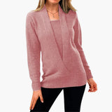 Women's Sweater with Deep V-Neck and Long Sleeves