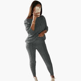 Women's Knitting Set with Long Sleeves and Elastic Waistband