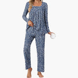 Women's Pajama Set with Long Sleeves and Star Pattern