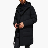 Men's Parka Jacket with Hood and Front Zipper