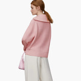 Women's Sweater with Zip Neck and Ribbed Surface