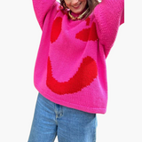 Knitted Sweater for Women - with Oversized Fit and Smiley Design