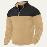 The Silverpark Men's Quilted Casual Color Block Half Zip Sweater