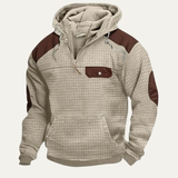 The Laurelwood Men's Textured Vintage Corduroy Sweater with Contrast Shoulder Patches
