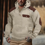 The Laurelwood Men's Textured Vintage Corduroy Sweater with Contrast Shoulder Patches