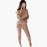Women's Knitting Set with Long Sleeves and Elastic Waistband