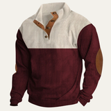 The Saint Tropez Men’s Casual Corduroy Sweater with Suede Elbow Patches