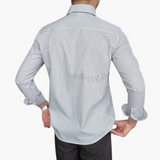 Striped Men's Shirt with Contrast Collar and Buttoned Cuffs