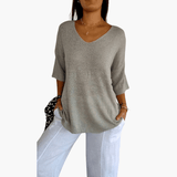Women's V-Neck Top – Loose Summer Top for Casual Wear