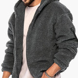 Men's Teddy Jacket with Zipper and Long Sleeves