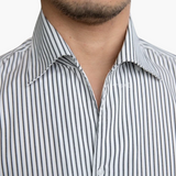Striped Men's Shirt with Contrast Collar and Buttoned Cuffs