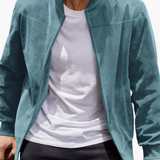 Men's Bomber Jacket with Zipper and Side Pockets