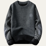 The Westlake Men’s BWarm Patchwork Sleeve Crew Neck Knit Sweater