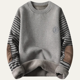 The Westlake Men’s BWarm Patchwork Sleeve Crew Neck Knit Sweater