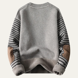 The Westlake Men’s BWarm Patchwork Sleeve Crew Neck Knit Sweater