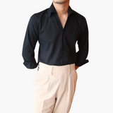 Striped Men's Shirt with Contrast Collar and Buttoned Cuffs
