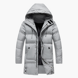 Men's Parka Jacket with Hood and Front Zipper
