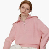 Women's Sweater with Zip Neck and Ribbed Surface