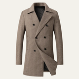 The Westhaven Men's Vintage Wool Blend Double Breasted Herringbone Tweed Overcoat