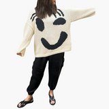 Knitted Sweater for Women - with Oversized Fit and Smiley Design
