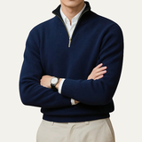 The Brookline Ridge Men's Classic Mock Neck Half Zip Cashmere Sweater