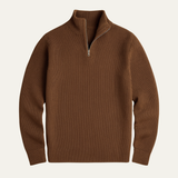The Hawkington Men's Ribbed Warm Mock Neck Half Zip Knit Sweater