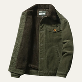 The Monferrato Men’s Vintage Fur Collar Corduroy Winter Jacket