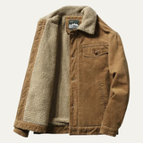 The Monferrato Men’s Vintage Fur Collar Corduroy Winter Jacket