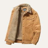 The Monferrato Men’s Vintage Fur Collar Corduroy Winter Jacket