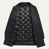 The Dobbiaco Men’s Winter Plaid Wool Blend Overcoat with Quilted Lining