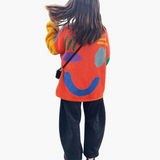 Knitted Sweater for Women - with Oversized Fit and Smiley Design