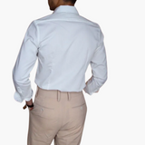 Striped Men's Shirt with Contrast Collar and Buttoned Cuffs
